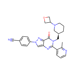 Cc1ncccc1-c1nc2cn(-c3ccc(C#N)cc3)nc2c(=O)n1C[C@@H]1CCCN(C2COC2)C1 ZINC000169329319