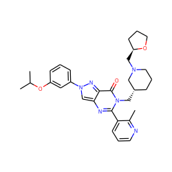 Cc1ncccc1-c1nc2cn(-c3cccc(OC(C)C)c3)nc2c(=O)n1C[C@H]1CCCN(C[C@H]2CCCO2)C1 ZINC000169331029