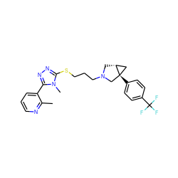 Cc1ncccc1-c1nnc(SCCCN2C[C@@H]3C[C@]3(c3ccc(C(F)(F)F)cc3)C2)n1C ZINC000036411228