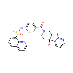 Cc1ncccc1C1(O)CCN(C(=O)c2ccc(NS(=O)(=O)c3cccc4cccnc34)cc2)CC1 ZINC000220719206