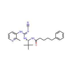 Cc1ncccc1N/C(=N\C#N)N[C@H](NC(=O)CCCCc1ccccc1)C(C)(C)C ZINC000038346877