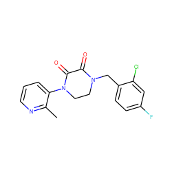 Cc1ncccc1N1CCN(Cc2ccc(F)cc2Cl)C(=O)C1=O ZINC000095565855