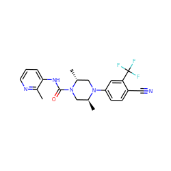 Cc1ncccc1NC(=O)N1C[C@H](C)N(c2ccc(C#N)c(C(F)(F)F)c2)C[C@H]1C ZINC000013679707