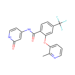 Cc1ncccc1Oc1cc(C(F)(F)F)ccc1C(=O)Nc1cc[nH]c(=O)c1 ZINC000143220949