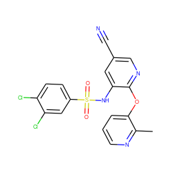 Cc1ncccc1Oc1ncc(C#N)cc1NS(=O)(=O)c1ccc(Cl)c(Cl)c1 ZINC000053295443