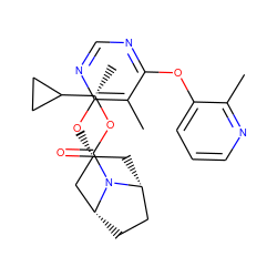 Cc1ncccc1Oc1ncnc(O[C@@H]2C[C@@H]3CC[C@H](C2)N3C(=O)O[C@@H](C)C2CC2)c1C ZINC000103229863