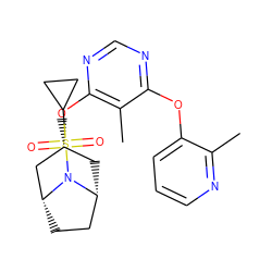 Cc1ncccc1Oc1ncnc(O[C@@H]2C[C@@H]3CC[C@H](C2)N3S(=O)(=O)C2CC2)c1C ZINC000103230640