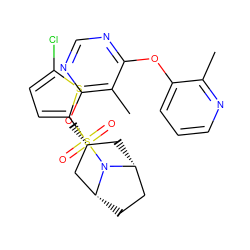 Cc1ncccc1Oc1ncnc(O[C@@H]2C[C@@H]3CC[C@H](C2)N3S(=O)(=O)c2ccc(Cl)s2)c1C ZINC000103231393