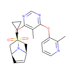 Cc1ncccc1Oc1ncnc(O[C@H]2C[C@H]3C=C[C@@H](C2)N3S(=O)(=O)C2CC2)c1C ZINC000103233176