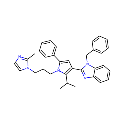 Cc1nccn1CCCn1c(-c2ccccc2)cc(-c2nc3ccccc3n2Cc2ccccc2)c1C(C)C ZINC000169353313