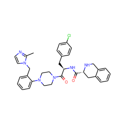 Cc1nccn1Cc1ccccc1N1CCN(C(=O)[C@@H](Cc2ccc(Cl)cc2)NC(=O)[C@H]2Cc3ccccc3CN2)CC1 ZINC000027860995