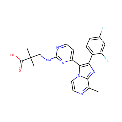 Cc1nccn2c(-c3ccnc(NCC(C)(C)C(=O)O)n3)c(-c3ccc(F)cc3F)nc12 ZINC000063298609