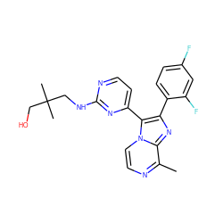 Cc1nccn2c(-c3ccnc(NCC(C)(C)CO)n3)c(-c3ccc(F)cc3F)nc12 ZINC000034948015