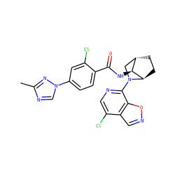 Cc1ncn(-c2ccc(C(=O)N[C@H]3[C@H]4CC[C@H]3N(c3ncc(Cl)c5cnoc35)C4)c(Cl)c2)n1 ZINC001772590624