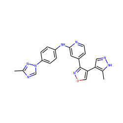 Cc1ncn(-c2ccc(Nc3cc(-c4nocc4-c4cn[nH]c4C)ccn3)cc2)n1 ZINC000103237330