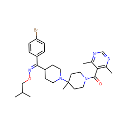 Cc1ncnc(C)c1C(=O)N1CCC(C)(N2CCC(/C(=N\OCC(C)C)c3ccc(Br)cc3)CC2)CC1 ZINC000027521641