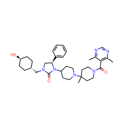 Cc1ncnc(C)c1C(=O)N1CCC(C)(N2CCC(N3C(=O)N(C[C@H]4CC[C@H](O)CC4)C[C@H]3c3ccccc3)CC2)CC1 ZINC000254156509