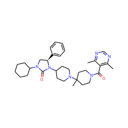 Cc1ncnc(C)c1C(=O)N1CCC(C)(N2CCC(N3C(=O)N(C4CCCCC4)C[C@H]3c3ccccc3)CC2)CC1 ZINC000096285368