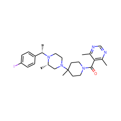 Cc1ncnc(C)c1C(=O)N1CCC(C)(N2CCN([C@@H](C)c3ccc(I)cc3)[C@@H](C)C2)CC1 ZINC000027638534