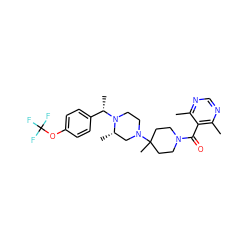 Cc1ncnc(C)c1C(=O)N1CCC(C)(N2CCN([C@@H](C)c3ccc(OC(F)(F)F)cc3)[C@@H](C)C2)CC1 ZINC000022927069