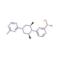 Cc1ncnc(N2C[C@H](C)N(c3ccnc([C@@H](C)O)n3)[C@H](C)C2)n1 ZINC000013491422