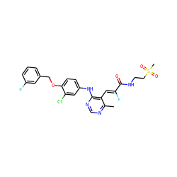 Cc1ncnc(Nc2ccc(OCc3cccc(F)c3)c(Cl)c2)c1/C=C(\F)C(=O)NCCS(C)(=O)=O ZINC000066136531