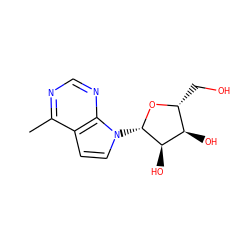 Cc1ncnc2c1ccn2[C@@H]1O[C@H](CO)[C@@H](O)[C@H]1O ZINC000064750425