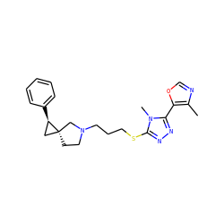 Cc1ncoc1-c1nnc(SCCCN2CC[C@@]3(C[C@H]3c3ccccc3)C2)n1C ZINC001772585972