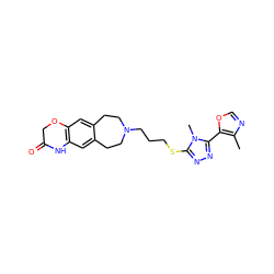 Cc1ncoc1-c1nnc(SCCCN2CCc3cc4c(cc3CC2)OCC(=O)N4)n1C ZINC000029127178