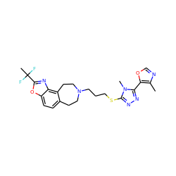 Cc1ncoc1-c1nnc(SCCCN2CCc3ccc4oc(C(C)(F)F)nc4c3CC2)n1C ZINC000029127198