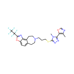 Cc1ncoc1-c1nnc(SCCCN2CCc3ccc4oc(C(F)(F)C(F)(F)F)nc4c3CC2)n1C ZINC000029127147