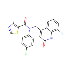 Cc1ncsc1C(=O)N(Cc1cc(=O)[nH]c2c(F)cccc12)c1ccc(Cl)cc1 ZINC000040423259