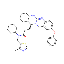 Cc1ncsc1CN(C(=O)CC[C@@H](C1CCCCC1)N1Cc2cc(Oc3ccccc3)ccc2N=C1N)C1CCCCC1 ZINC000219072726