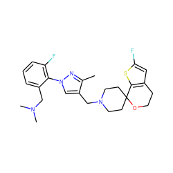 Cc1nn(-c2c(F)cccc2CN(C)C)cc1CN1CCC2(CC1)OCCc1cc(F)sc12 ZINC000169308842