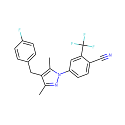 Cc1nn(-c2ccc(C#N)c(C(F)(F)F)c2)c(C)c1Cc1ccc(F)cc1 ZINC000073297195