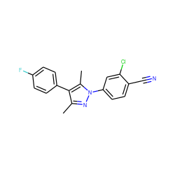 Cc1nn(-c2ccc(C#N)c(Cl)c2)c(C)c1-c1ccc(F)cc1 ZINC000073298230