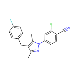 Cc1nn(-c2ccc(C#N)c(Cl)c2)c(C)c1Cc1ccc(F)cc1 ZINC000073297192