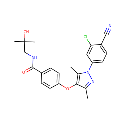 Cc1nn(-c2ccc(C#N)c(Cl)c2)c(C)c1Oc1ccc(C(=O)NCC(C)(C)O)cc1 ZINC000073295762