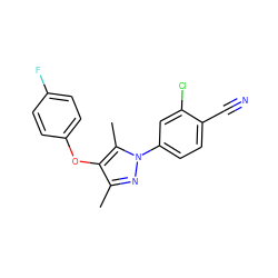 Cc1nn(-c2ccc(C#N)c(Cl)c2)c(C)c1Oc1ccc(F)cc1 ZINC000073297517