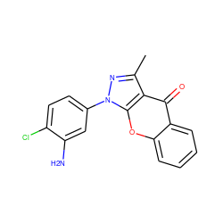 Cc1nn(-c2ccc(Cl)c(N)c2)c2oc3ccccc3c(=O)c12 ZINC000012405803