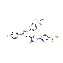 Cc1nn(-c2ccc(S(N)(=O)=O)cc2)c(Cl)c1[C@H]1CC(c2ccc(Cl)cc2)=NN1c1ccc(S(N)(=O)=O)cc1 ZINC000474608480