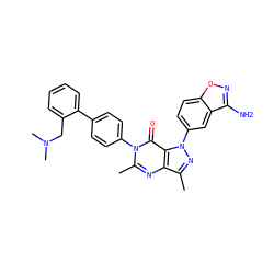 Cc1nn(-c2ccc3onc(N)c3c2)c2c(=O)n(-c3ccc(-c4ccccc4CN(C)C)cc3)c(C)nc12 ZINC000014951257