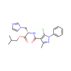 Cc1nn(-c2ccccc2)c(Cl)c1C(=O)N[C@@H](Cn1ccnc1)C(=O)OCC(C)C ZINC000473085953