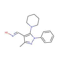 Cc1nn(-c2ccccc2)c(N2CCCCC2)c1/C=N/O ZINC000100535636