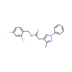 Cc1nn(-c2ccccc2)cc1CC(=O)NCc1ccc(F)cc1Cl ZINC000049112909