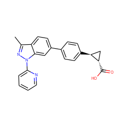 Cc1nn(-c2ccccn2)c2cc(-c3ccc([C@H]4C[C@@H]4C(=O)O)cc3)ccc12 ZINC001772587829