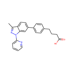 Cc1nn(-c2ccccn2)c2cc(-c3ccc(CCCC(=O)O)cc3)ccc12 ZINC001772642635