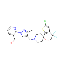 Cc1nn(-c2ncccc2CO)cc1CN1CCC2(CC1)OCC(F)(F)c1cc(Cl)sc12 ZINC000117173324