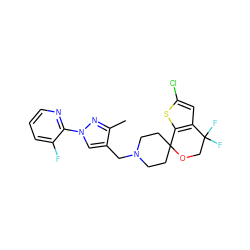 Cc1nn(-c2ncccc2F)cc1CN1CCC2(CC1)OCC(F)(F)c1cc(Cl)sc12 ZINC000117164712