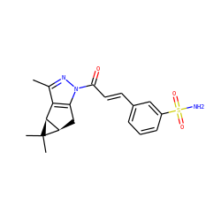 Cc1nn(C(=O)/C=C/c2cccc(S(N)(=O)=O)c2)c2c1[C@H]1[C@@H](C2)C1(C)C ZINC000045337938